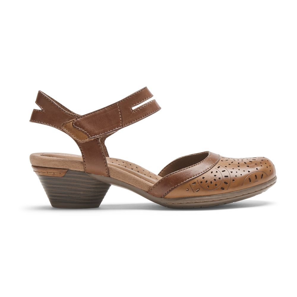 Rockport Cobb Hill Laurel Perforated Mary Jane - Womens Sandals - Brown - NZ (UGT-298634)